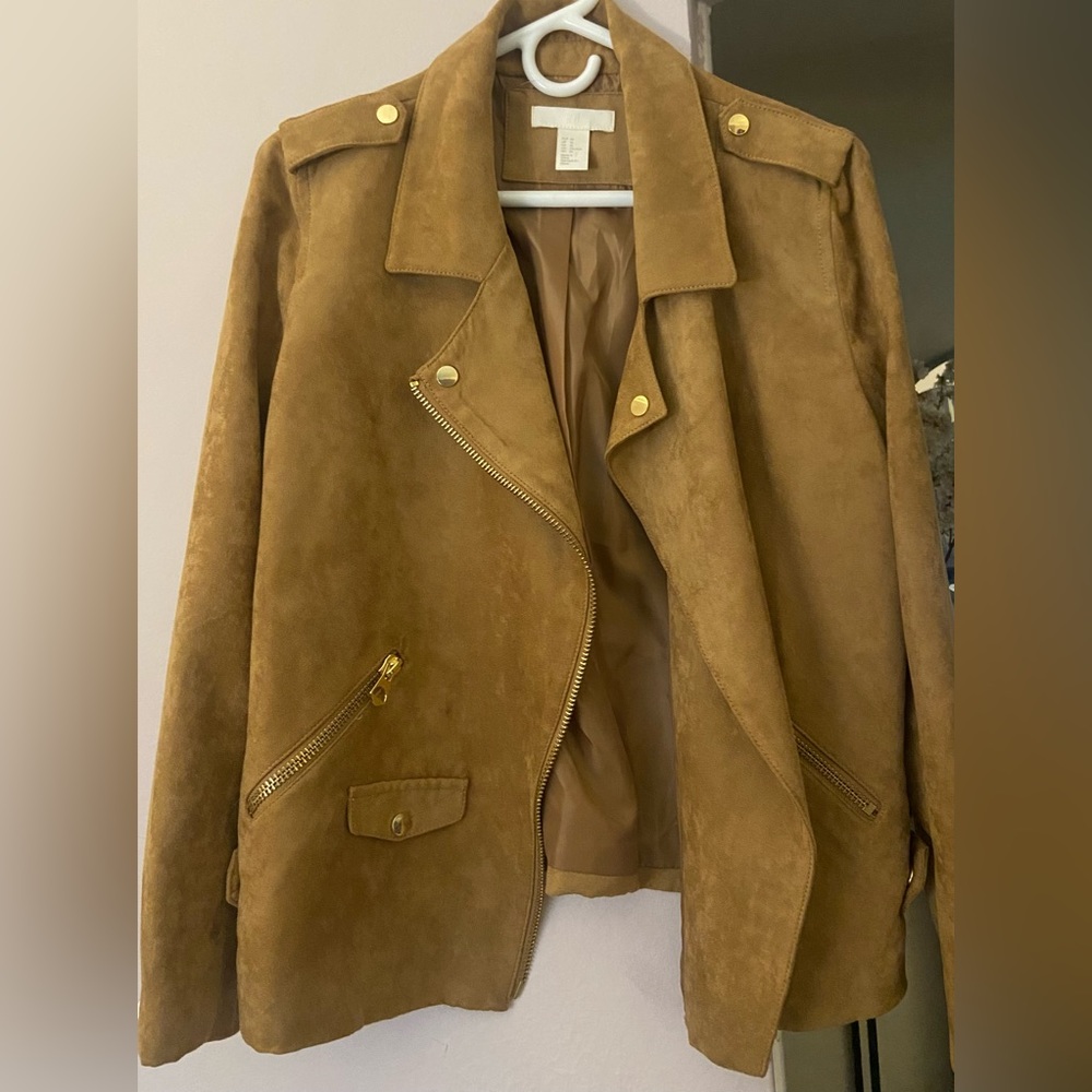 Faux Suede H&M Tan Biker Jacket
